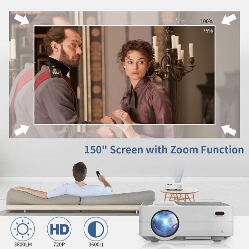  EUG Mini Projector for Outdoor, iOS Android Phone, Wireless HD Projector with WiFi, 1080P YouTube Supported, Portable Video Projector Camping Backyard Movie Nights, Proyector Home Ente