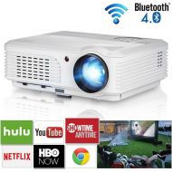 EUG HD Projector Wireless Bluetooth LED LCD 3600 Lumen Wxga Home Entertainment Projector Android 6.0 Multimedia Smart TV Proyector with HDMI VGA USB Ypbpr RCA Audio Indoor Outdoor Thea