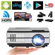EUG LCD Mini Wifi Projector 1500 Lumens, Multimedia Home Theater Video Projector Android Support 1080P HDMI Wireless Projectors for iPhone iPad Laptop, Game-Playing Halloween Party Out