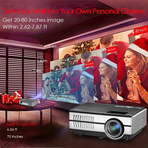  EUG LCD Mini Wifi Projector 1500 Lumens, Multimedia Home Theater Video Projector Android Support 1080P HDMI Wireless Projectors for iPhone iPad Laptop, Game-Playing Halloween Party Out