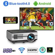 EUG Mini Wifi Projector with Bluetooth 1500lumen LCD LED Android Projectors Portable HDMI USB VGA Audio for Home Theater Cinema Outdoor Movie Game Console,Airplay Miracast Wireless Cas