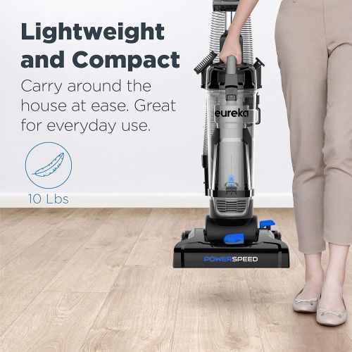  Eureka PowerSpeed Bagless Upright Vacuum Cleaner, Pet Turbo, Black