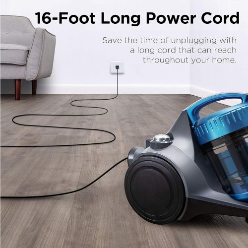  eureka WhirlWind Bagless Canister Vacuum Cleaner, Lightweight Vac for Carpets and Hard Floors, Blue