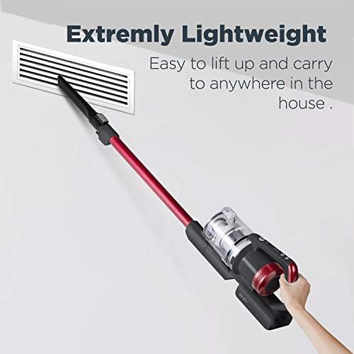  Eureka RapidClean Pro LED Headlights, Efficient Cleaning with Powerful Motor Lightweight Cordless Vacuum Cleaner, Convenient Stick and Handheld Vac, Red