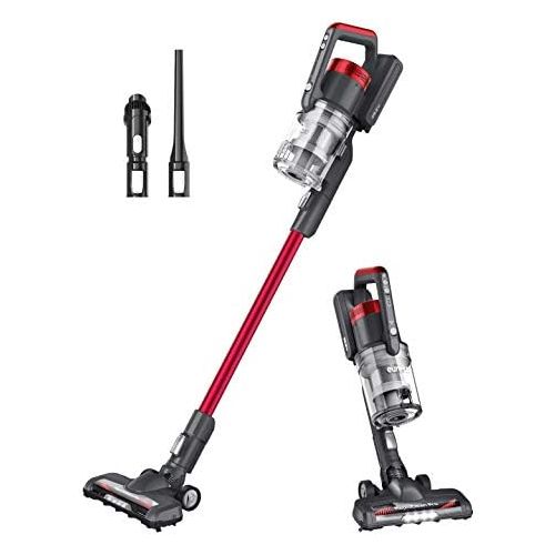  Eureka RapidClean Pro LED Headlights, Efficient Cleaning with Powerful Motor Lightweight Cordless Vacuum Cleaner, Convenient Stick and Handheld Vac, Red