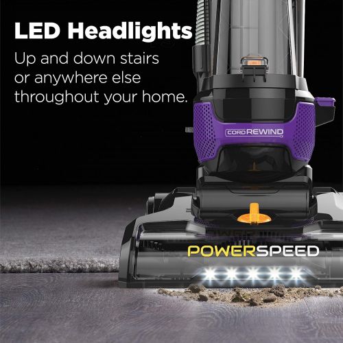  Eureka PowerSpeed Lightweight Bagless Upright Vacuum Cleaner with Pet Turbo Brush, for Carpet and Hard Floor, Purple