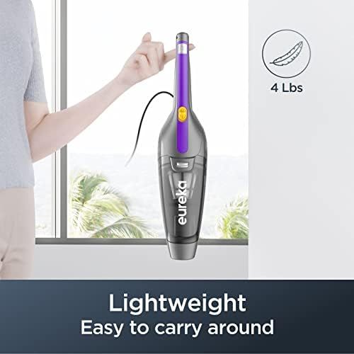  Eureka Lightweight Corded Stick Vacuum Cleaner Powerful Suction Convenient Handheld Vac with Filter for Hard Floor, 3-in-1, Purple