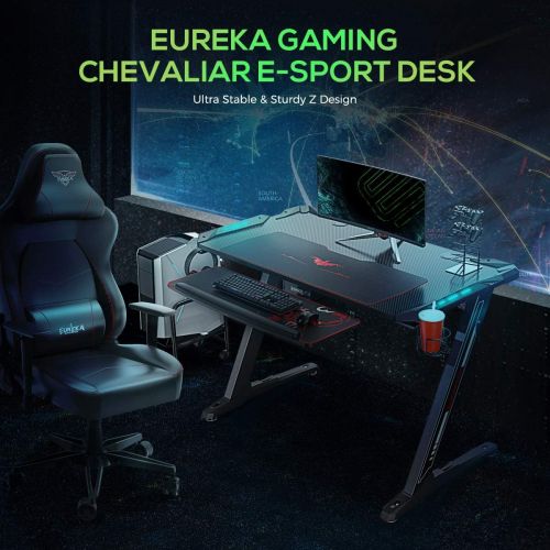  [아마존핫딜][아마존 핫딜] EUREKA ERGONOMIC Eureka Ergonomic Z1-S Gaming Desk 44.5 Z Shaped Office PC Computer Gaming Desk Gamer Tables Pro with LED Lights Controller Stand Cup Holder Headphone Hook Free Mousepad for Men Boy