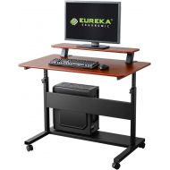 [아마존 핫딜] EUREKA ERGONOMIC Height Adjustable Standing Desk, Mobile Desk with Detachable Hutch 40, Teak