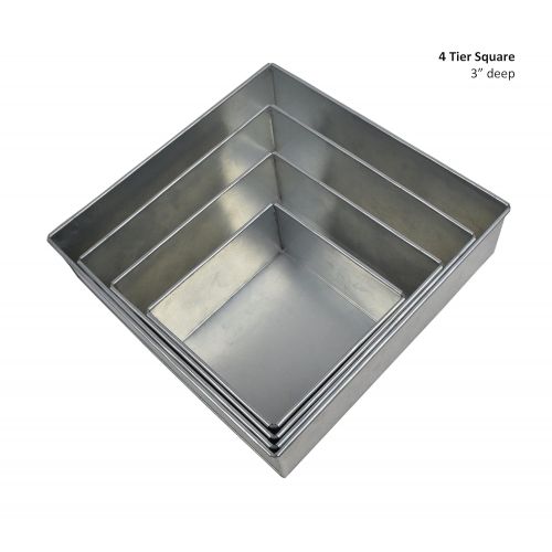  EURO TINS 4 Tier Square Multilayer Wedding Birthday Anniversary Baking Cake Tins Cake Pans 6 8 10 12 - EUROTINS