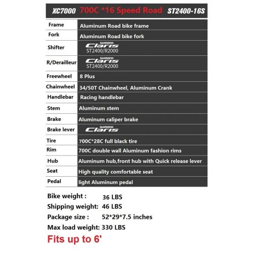  EUROBIKE Road Bike EURXC7000 54CM Light Aluminum Frame 16 Speed 700C Road Bicycle