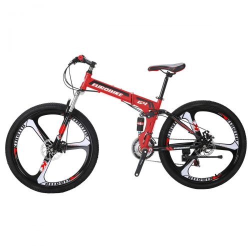  EUROBIKE EURG4 Mountain Bike 26 Inches 3 Spoke Wheels Dual Suspension Folding Bike 21 Speed MTB