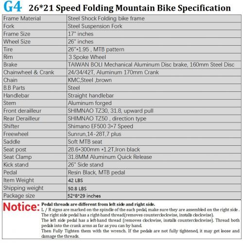  EUROBIKE EURG4 Mountain Bike 26 Inches 3 Spoke Wheels Dual Suspension Folding Bike 21 Speed MTB