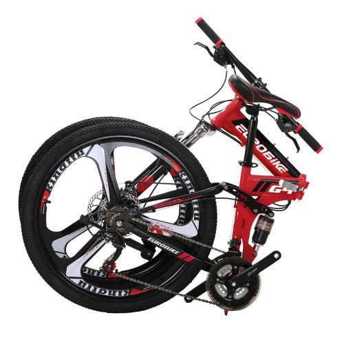  EUROBIKE EURG4 Mountain Bike 26 Inches 3 Spoke Wheels Dual Suspension Folding Bike 21 Speed MTB