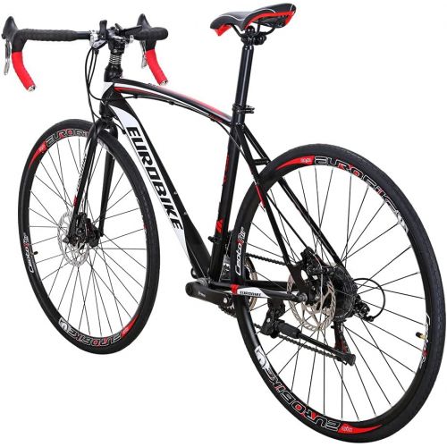  Eurobike Dual Disc Brake Road Bike 49cm/54cm/56cm Steel Frame Adult Bike 21 Speed 700C Road Bicycle