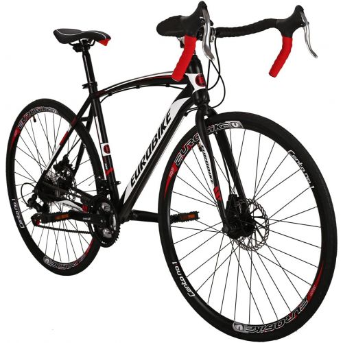  Eurobike Dual Disc Brake Road Bike 49cm/54cm/56cm Steel Frame Adult Bike 21 Speed 700C Road Bicycle