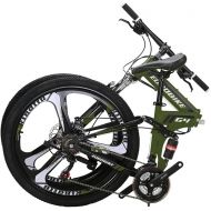 EUROBIKE 26Inch Folding Bike 17Inch Steel Frame Mag Wheel Mountain Bicycle for Adult