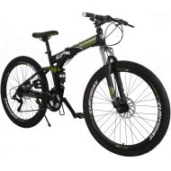 Eurobike OBK G7 Folding Bike 21 Speed Full Suspension Mountain Bicycle 27.5” Daul Disc Brake Mens Bikes Foldable Frame