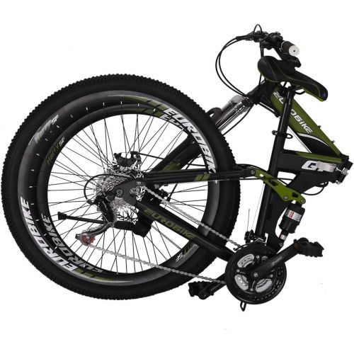  Eurobike OBK G7 Folding Bike 21 Speed Full Suspension Mountain Bicycle 27.5” Daul Disc Brake Mens Bikes Foldable Frame