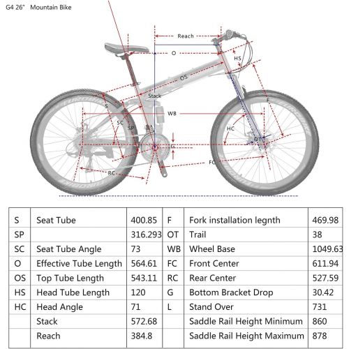  EUROBIKE YH-G4 Folding Mountain Bike for Adults 26 Inch Wheels 21 Speed Full Suspension Dual Disc Brakes Foldable Frame Bicycle