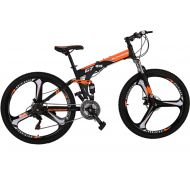 EUROBIKE Folding Bike 21 Speed Full Suspension Mountain Bicycle 27.5” Daul Disc Brake Mens MTB