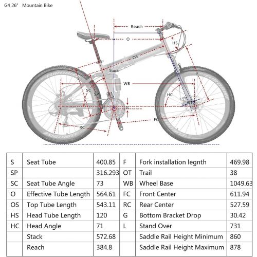  EUROBIKE OBK 26 Inch Folding Mountain Bike Full Suspension Bikes Dual Disc Brake 21 Speed Bicycle for Adults Men or Women