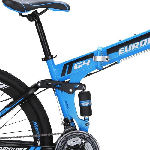  EUROBIKE OBK 26 Inch Folding Mountain Bike Full Suspension Bikes Dual Disc Brake 21 Speed Bicycle for Adults Men or Women