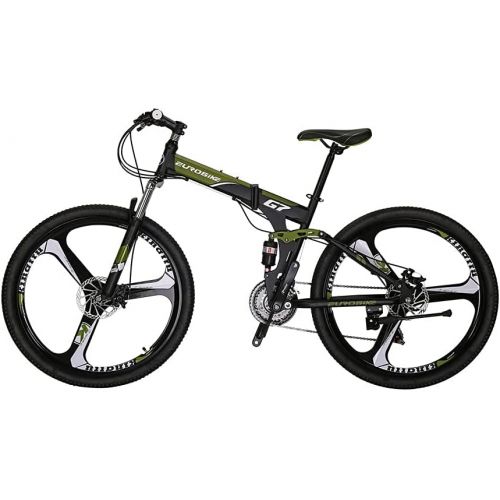  EUROBIKE SD G7 27.5 Inch Adult Folding Bike Steel Frame Mechanical Disc Brake 21 Speed Gears Full Suspension Foldable Bicycle Mountain Bike