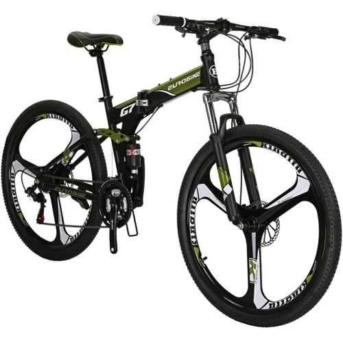  EUROBIKE SD G7 27.5 Inch Adult Folding Bike Steel Frame Mechanical Disc Brake 21 Speed Gears Full Suspension Foldable Bicycle Mountain Bike