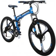 EUROBIKE YH-G6 Folding Bike for Adults 26 Inch Wheels 21 Speed Full Suspension Dual Disc Brakes Mountain Bikes Foldable Frame Bicycle