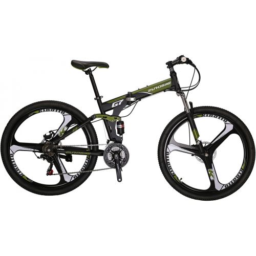  EUROBIKE YH-G7 Folding Mountain Bike 27.5 Inches Wheels 21 Speed Full Suspension Dual Disc Brakes Foldable Frame Bicycle for Men