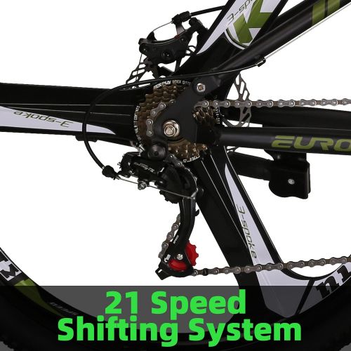  EUROBIKE YH-G7 Folding Mountain Bike 27.5 Inches Wheels 21 Speed Full Suspension Dual Disc Brakes Foldable Frame Bicycle for Men