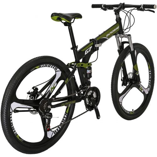  EUROBIKE YH-G7 Folding Mountain Bike 27.5 Inches Wheels 21 Speed Full Suspension Dual Disc Brakes Foldable Frame Bicycle for Men