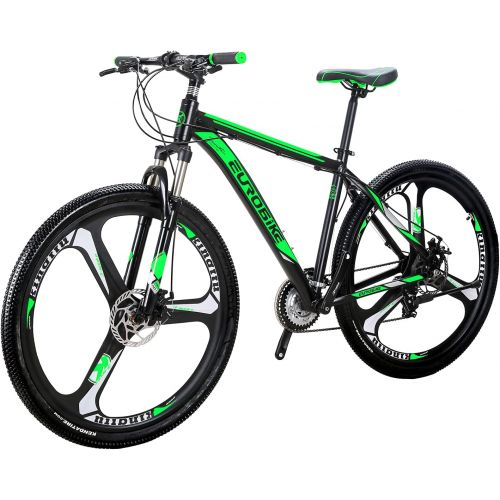  EUROBIKE YH-X9 Mountain Bike Aluminum Frame 29 Inch Wheels 21 Speed Shifter Dual Disc Brakes Front Suspension 29er Mens Bicycle