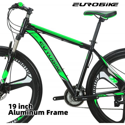  EUROBIKE YH-X9 Mountain Bike Aluminum Frame 29 Inch Wheels 21 Speed Shifter Dual Disc Brakes Front Suspension 29er Mens Bicycle