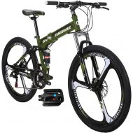 Eurobike G4 Folding Mountain Bike 26 Inches 3 Spoke Dual Suspension Folding Bike 21 Speed Adult Foldable Bike