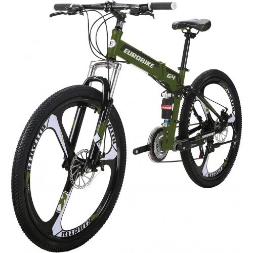  Eurobike G4 Folding Mountain Bike 26 Inches 3 Spoke Dual Suspension Folding Bike 21 Speed Adult Foldable Bike