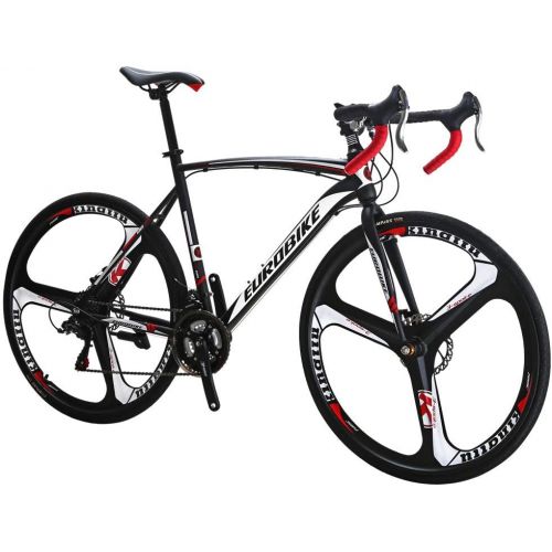  Eurobike Bikes HYXC550 Mens Road Bike 49/54 cm Durable Frame 700C Bike 21 Speed Smooth Shifting Road Bicycle for Women Dual Disc Brake Adult Bicycle