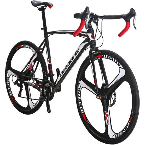  Eurobike Bikes HYXC550 Mens Road Bike 49/54 cm Durable Frame 700C Bike 21 Speed Smooth Shifting Road Bicycle for Women Dual Disc Brake Adult Bicycle