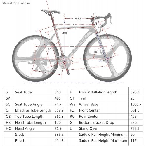  EUROBIKE Road Bike 700C 54cm for Men and Women XC550 3 Spoke Wheel