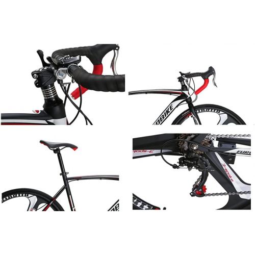  EUROBIKE SD XC550 700C Road Bike Steel Frame Mechanical Dual Disc Brake 21 Speed Gear System Adult Road Bicycle BlackRed