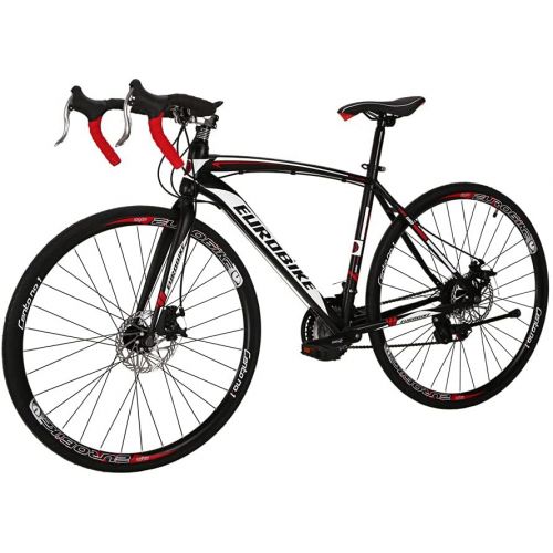  EUROBIKE SD XC550 700C Road Bike Steel Frame Mechanical Dual Disc Brake 21 Speed Gear System Adult Road Bicycle BlackRed