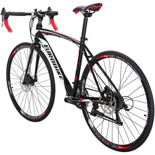  EUROBIKE SD XC550 700C Road Bike Steel Frame Mechanical Dual Disc Brake 21 Speed Gear System Adult Road Bicycle BlackRed