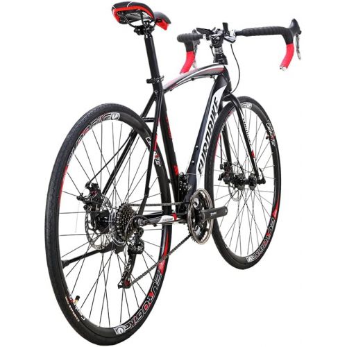  EUROBIKE SD XC550 700C Road Bike Steel Frame Mechanical Dual Disc Brake 21 Speed Gear System Adult Road Bicycle BlackRed