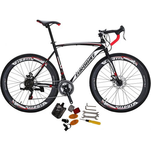  Eurobike Dual Disc Brake Road Bike 49cm/54cm/56cm Steel Frame Adult Bike 21 Speed 700C Road Bicycle