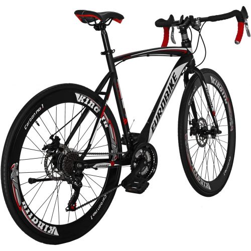  Eurobike Dual Disc Brake Road Bike 49cm/54cm/56cm Steel Frame Adult Bike 21 Speed 700C Road Bicycle