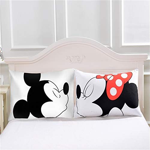  EVDAY 3D Mickey Minnie Mouse Kids Duvet Cover Set 3 Piece Microfiber Polyester White Background Cute Cartoon Bed Cover Set Including 1Duvet Cover,2Pillowcases Twin Size