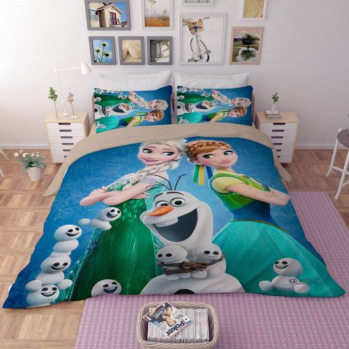  EVDAY Frozen Elsa and Anna Sister Bedding for Girls Comforter Cover Set Including 1Duvet Cover,2Pillowcases King Queen Full Twin Size