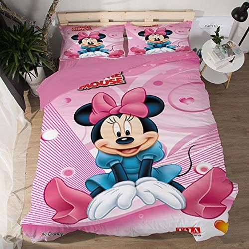  EVDAY Sweet Pink Minnie Duvet Cover Set for Girls Bed Set Including 1Duvet Cover,2Pillowcases King Queen Full Twin Size