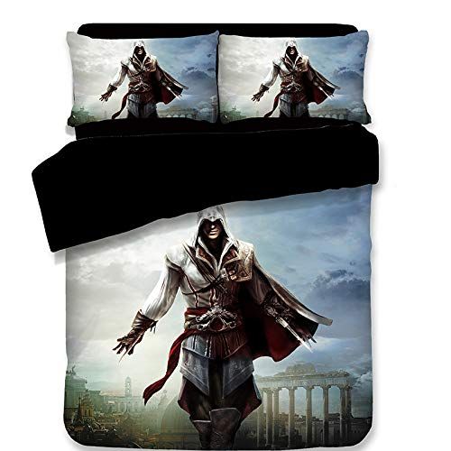  EVDAY 3D Assassins Creed Duvet Cover Set for Boys Ultra Soft Breathable Comfortable Lightweight Durable 3PC Quilt Cover Including 1Duvet Cover,2 Pillowcases King Queen Full Twin Si